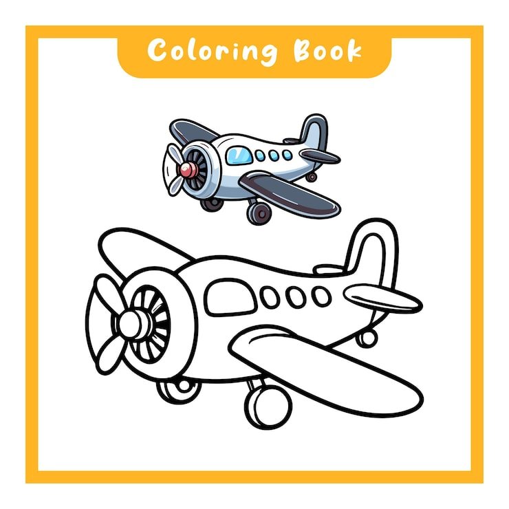Airplane Coloring Book Design Simple Design Children Learn Color 663818 171