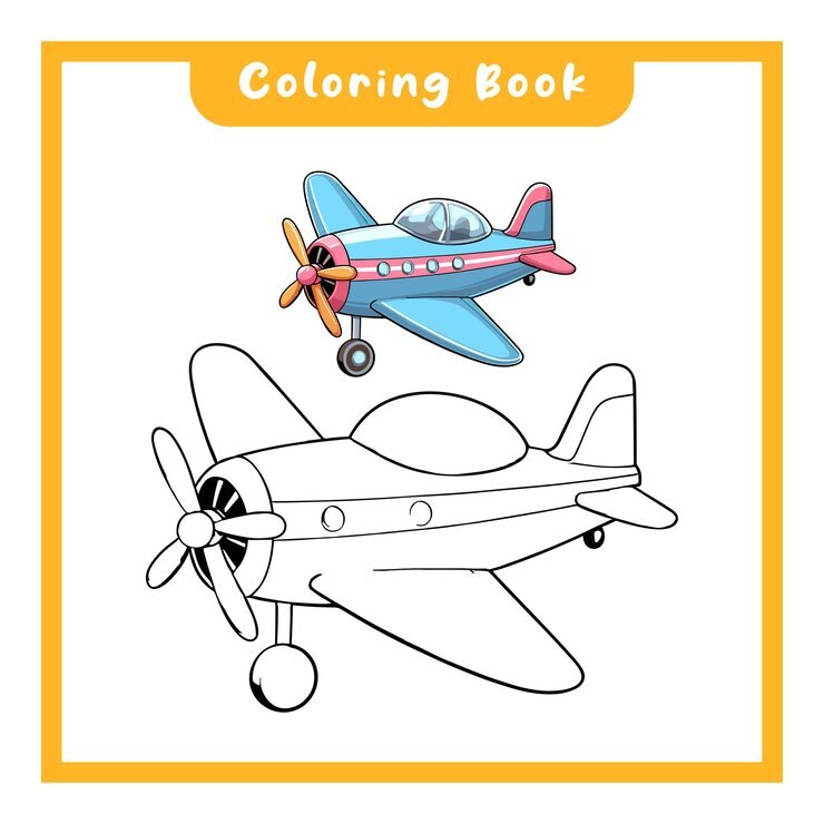 Airplane Coloring Book Design Simple Design Children Learn Color 663818 175