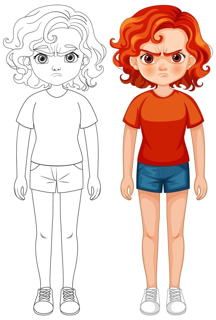 Angry Girl Cartoon Character Illustration 1308 165682