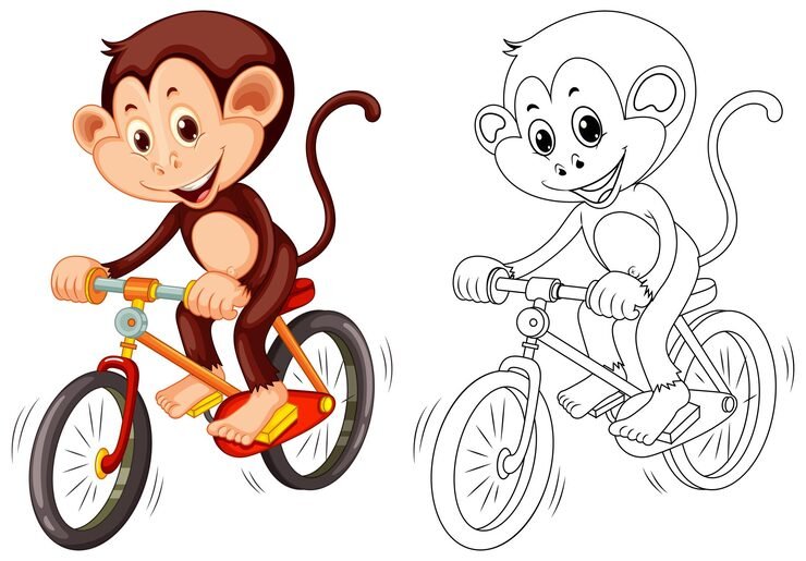 Animal Outline Monkey Bike 1308 74515