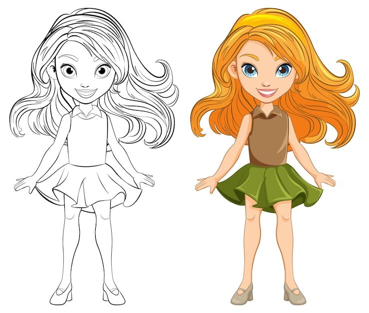 Beautiful Woman Cartoon Character Mini Skirt Dress 1308 159626
