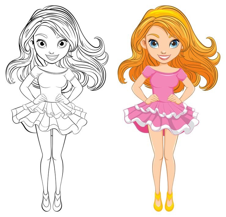 Beautiful Woman Cartoon Character Mini Skirt Dress 1308 160217