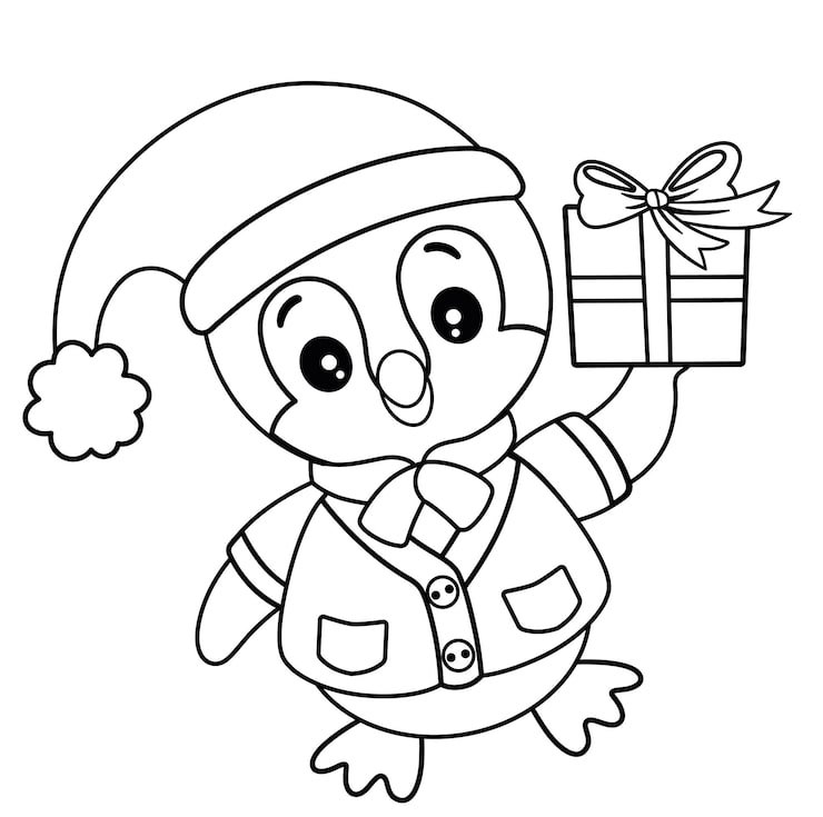 Black White Cute Penguin Vector Illustration Christmas Time Theme 491934 1113