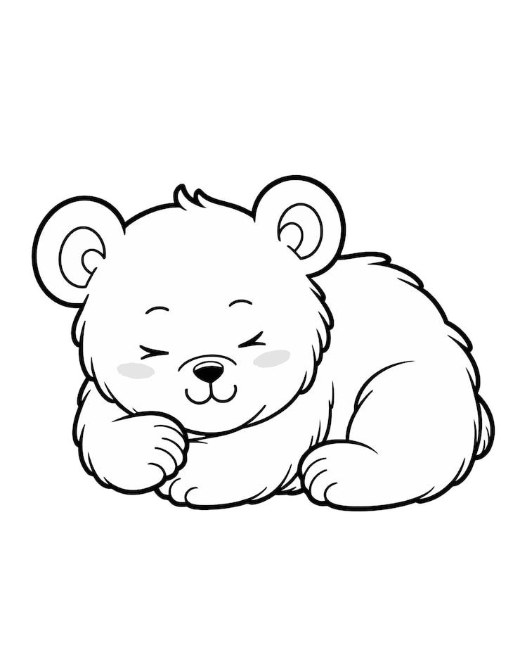 Black White Drawing Bear Sleeping With His Eyes Closed 1166600 918