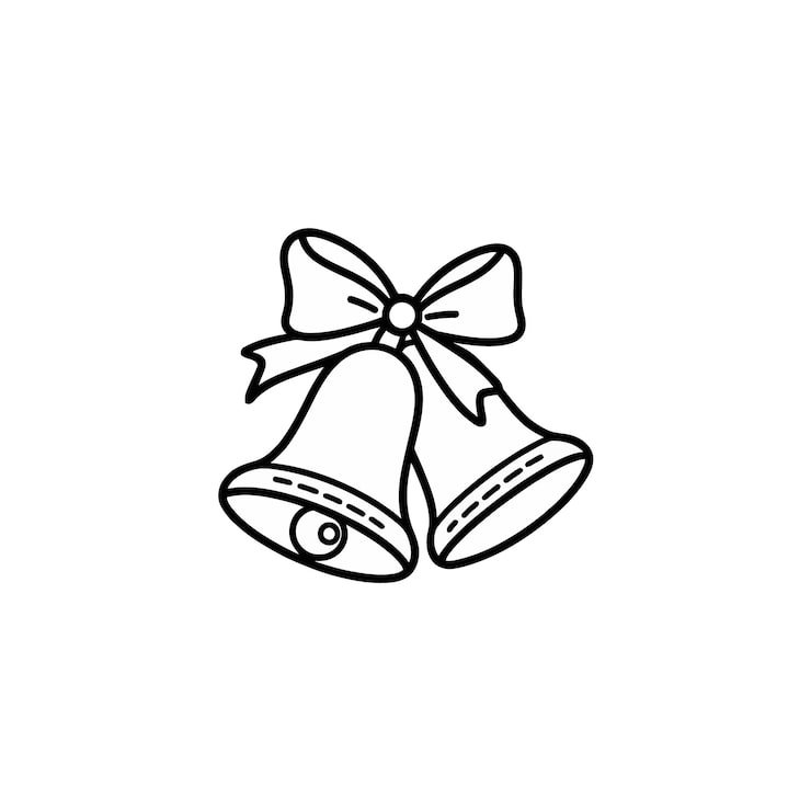 Black White Drawing Bell With Bow It 1166600 895