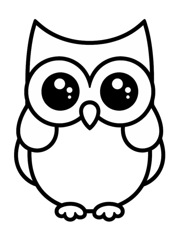 Black White Drawing Cartoon Owl With Big Eyes 1166600 778