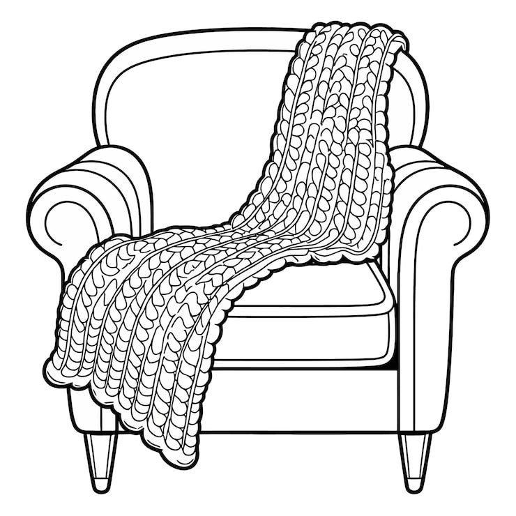 Black White Drawing Chair With Blanket It 1166600 875
