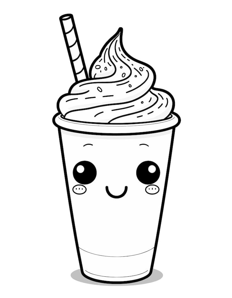Black White Drawing Cup Coffee With Straw It 1166600 980