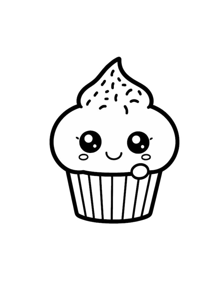 Black White Drawing Cupcake With Face Drawn It 1166600 860