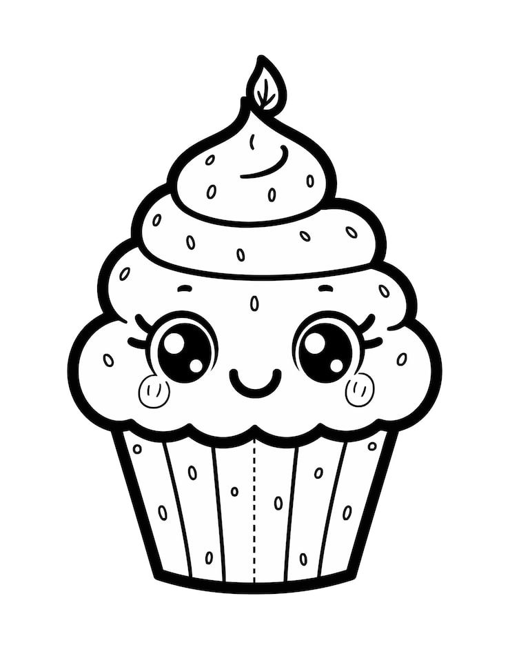Black White Drawing Cupcake With Ice Cream Cone Top 1166600 833