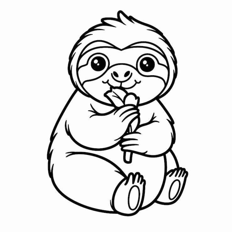 Black White Drawing Cute Little Baby Monkey Eating Banana 1166600 915