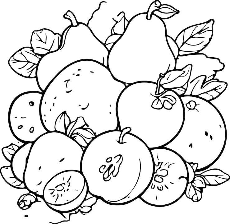 Black White Drawing Fruit With Face It 1119841 1629