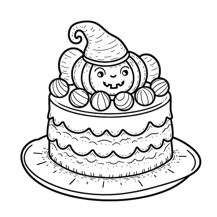Black White Drawing Little Alien Cake With Hat It 1166600 781