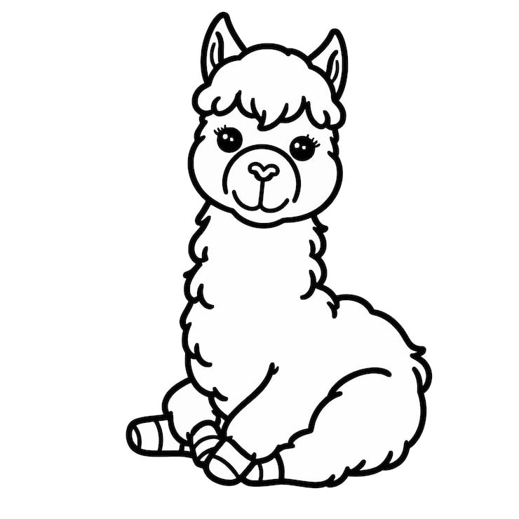 Black White Drawing Llama With Black Outline 1166600 845