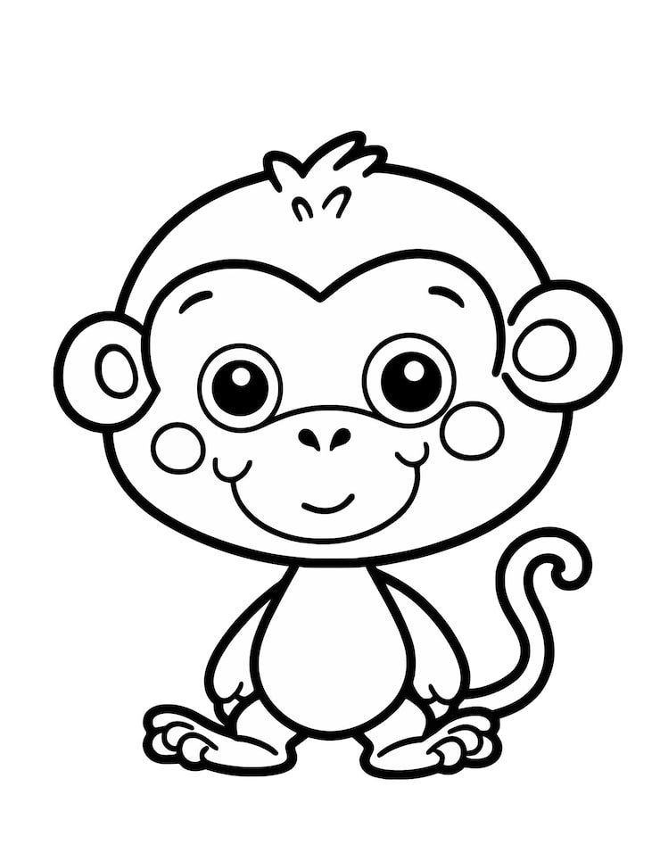 Black White Drawing Monkey With Black Outline 1166600 960