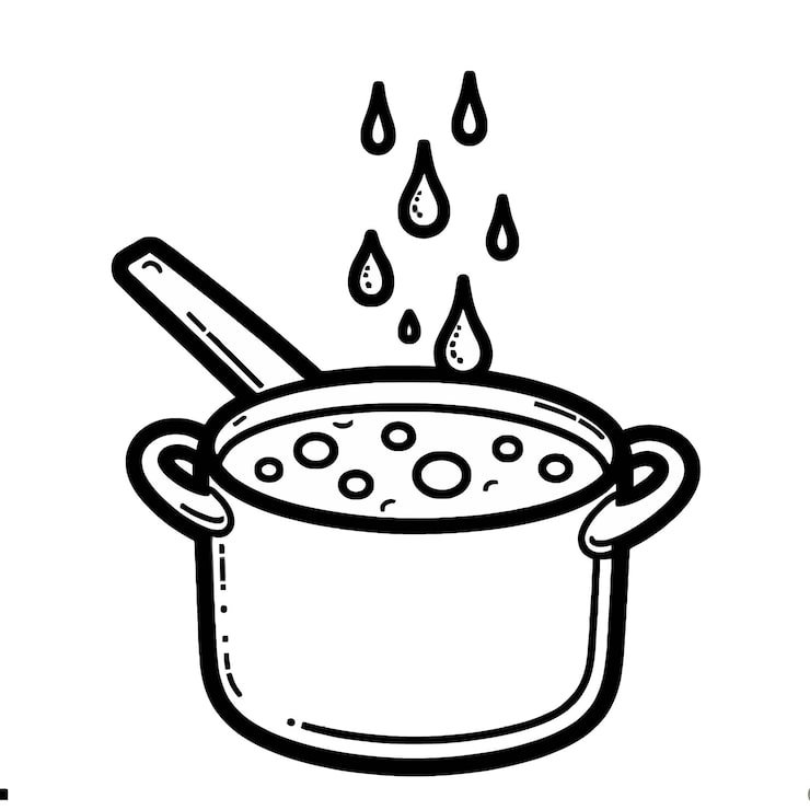 Black White Drawing Pan With Water Drops It 1166600 989