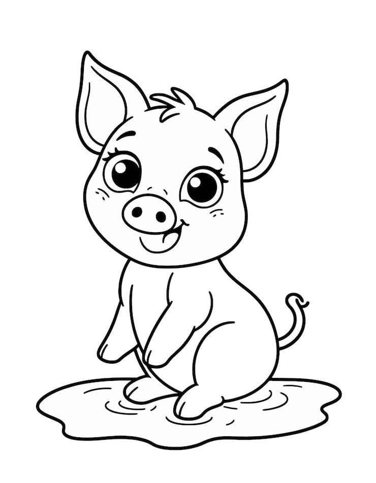 Black White Drawing Pig With Big Smile Its Face 1166600 976