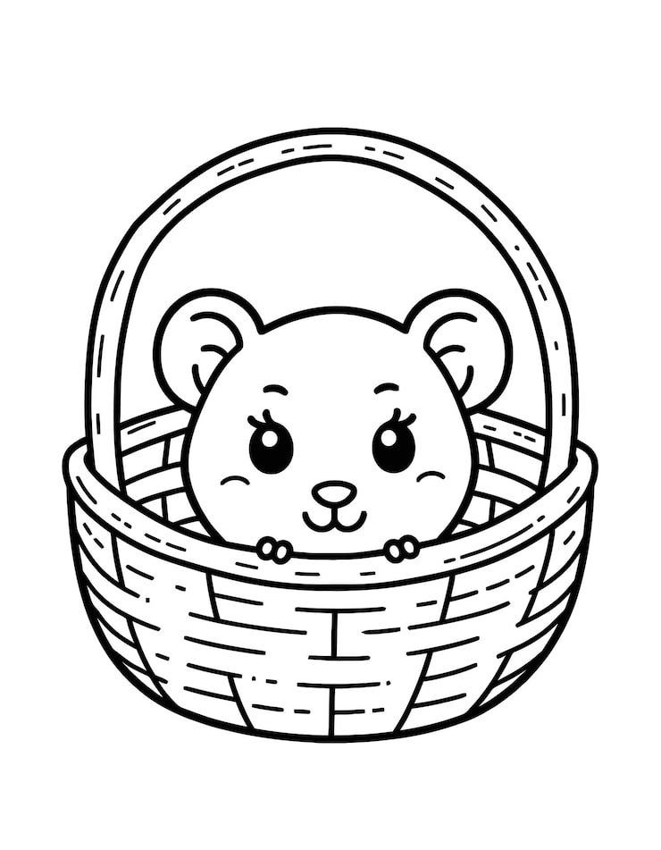 Black White Drawing Rat Basket 1166600 921