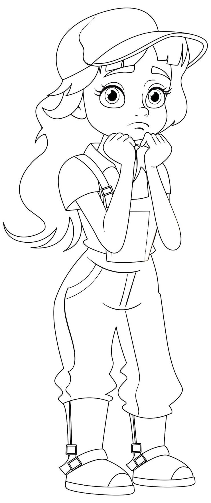 Bored Farmer Girl Cartoon Character Wearing Hat 1308 160558