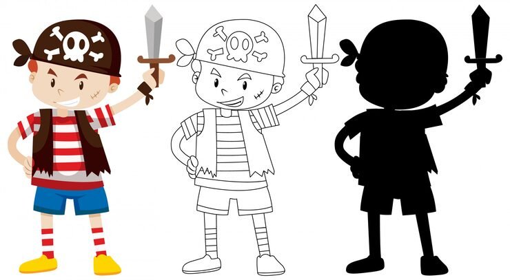Boy Pirate Costume With Its Outline Silhouette 1308 44801