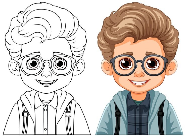 Boy With Blonde Hair Brown Eyes Outline Coloring 1308 140614