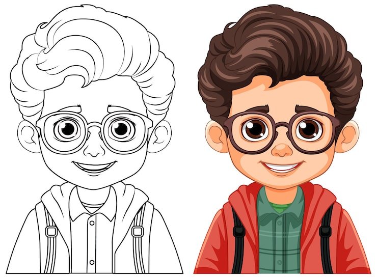 Boy With Brown Hair Brown Eyes Outline Coloring 1308 141409