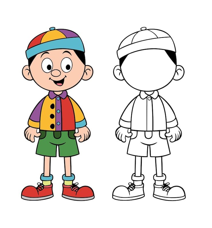 Cartoon Boy Character With Colorful Outfit 1283348 110152