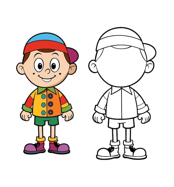 Cartoon Boy Color Outline 1283348 110116