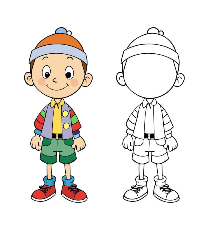 Cartoon Boy Wearing Colorful Jacket Hat 1283348 110186
