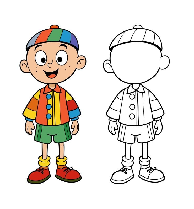 Cartoon Boy With Colorful Clothes Cap 1283348 110199