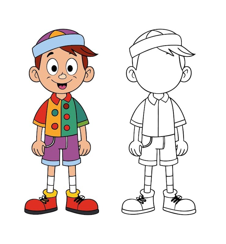 Cartoon Boy With Colorful Clothes Happy Expression 1283348 110086