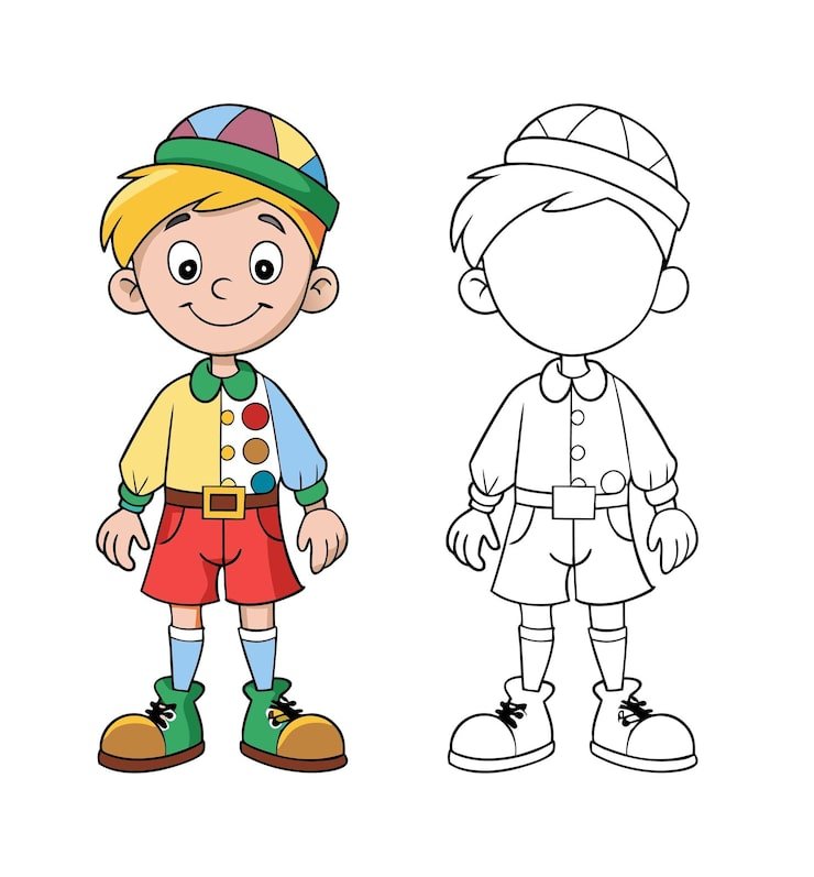Cartoon Boy With Colorful Clothes Hat Perfect Coloring Drawing 1283348 110160