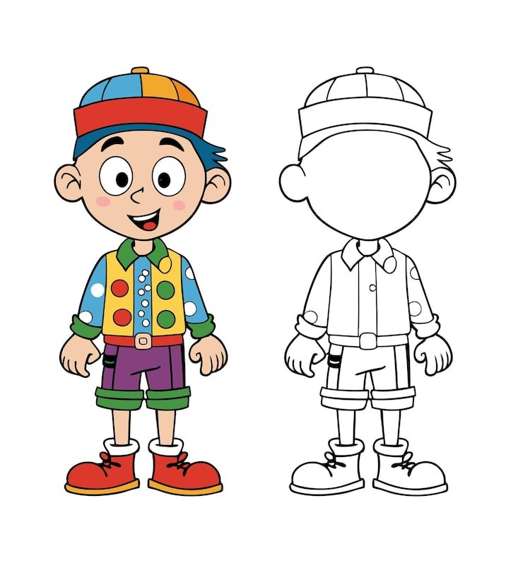 Cartoon Boy With Colorful Clothes Smiling 1283348 110141