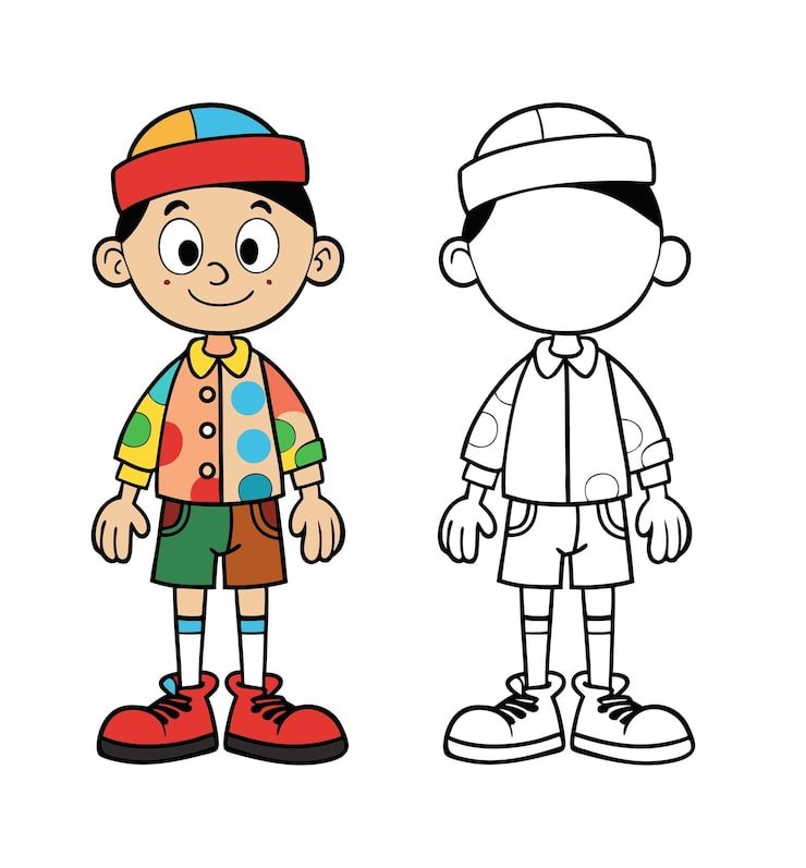 Cartoon Boy With Hat Colorful Clothes 1283348 110093