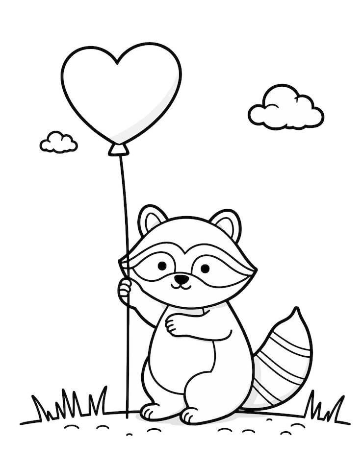 Cartoon Cat With Heart Shaped Balloon Grass 1166600 796