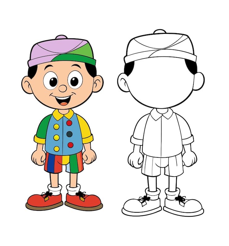 Cartoon Character Boy With Colorful Clothes Smiling Face 1283348 110134