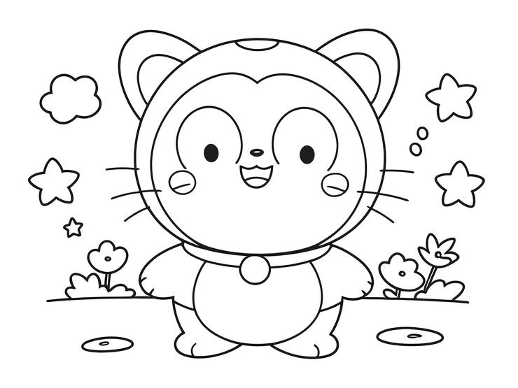 Cartoon Drawing Cartoon Character With Pen Flowers 1025256 3566