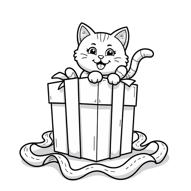 Cartoon Drawing Cat With Box That Says Name It 1166600 1130