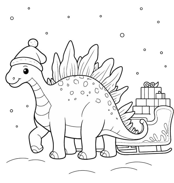 Cartoon Drawing Dinosaur With Santa Hat It 1166600 912