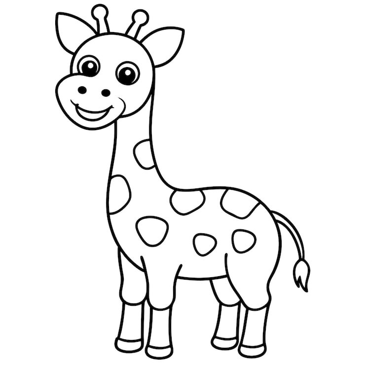 Cartoon Drawing Giraffe With Black White Background 790714 2249