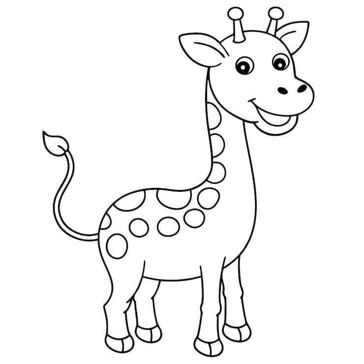 Cartoon Drawing Giraffe With Black White Background 790714 2253