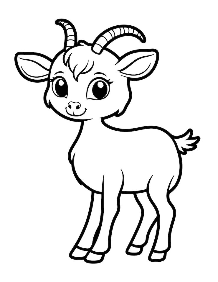 Cartoon Drawing Goat With Black Outline Goat 1166600 770