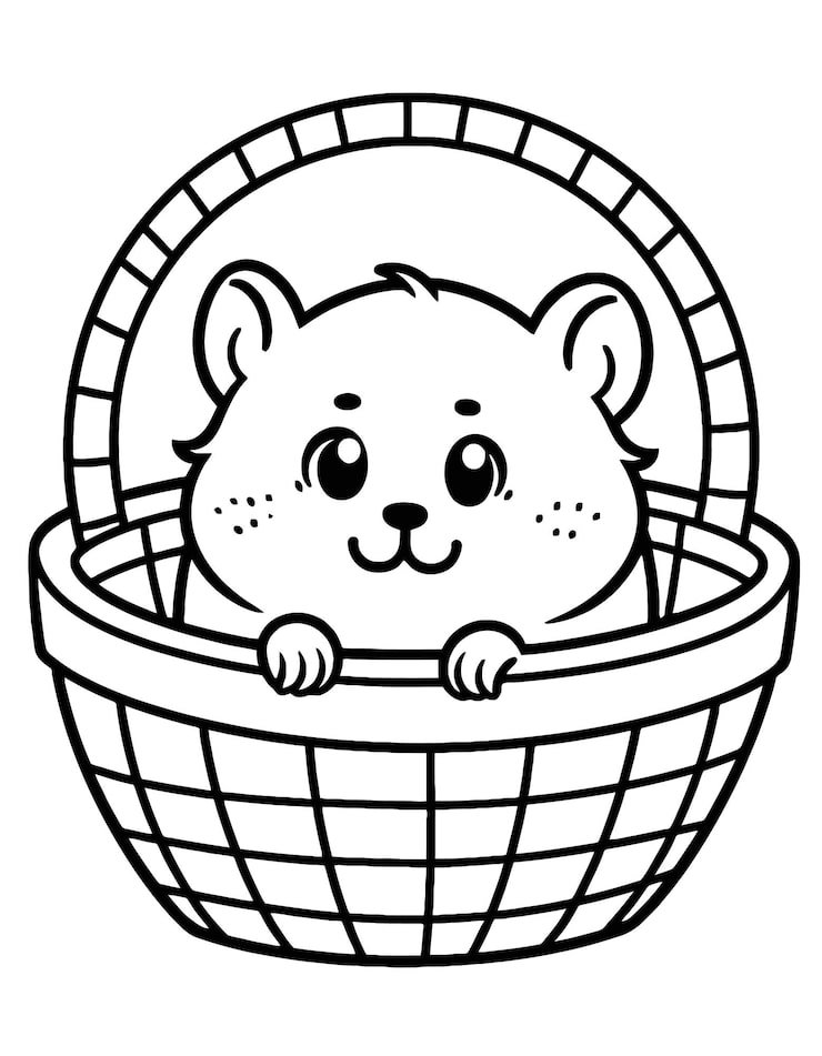 Cartoon Drawing Hamster Basket With Cartoon Face 1166600 876