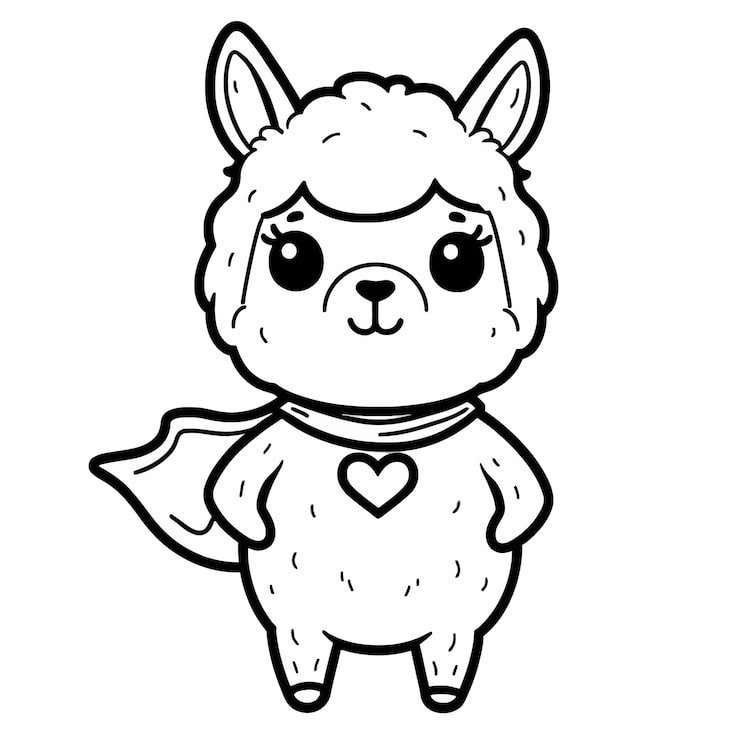 Cartoon Drawing Llama With Heart It 1166600 811