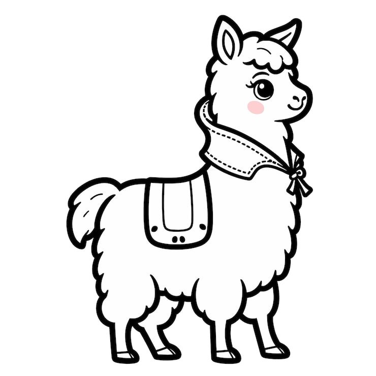 Cartoon Drawing Llama With Shirt That Says Llama It 1166600 837