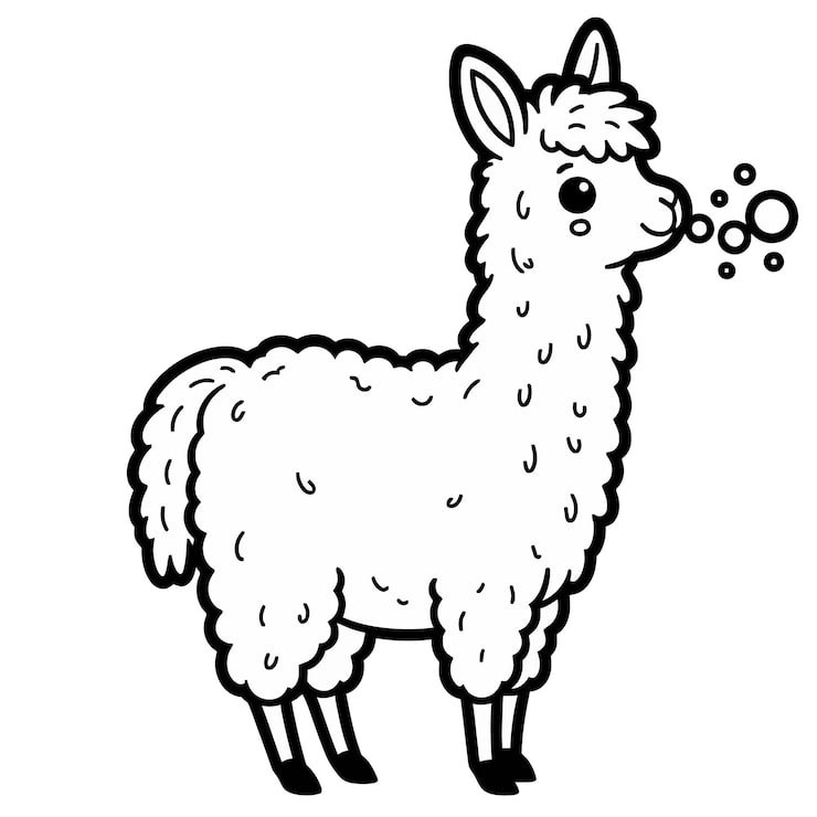 Cartoon Drawing Llama With Water Drops 1166600 871