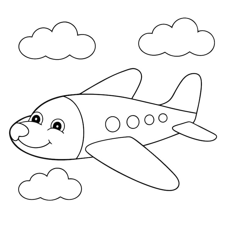 Cartoon Drawing Plane With Cloud Background 1299084 4236