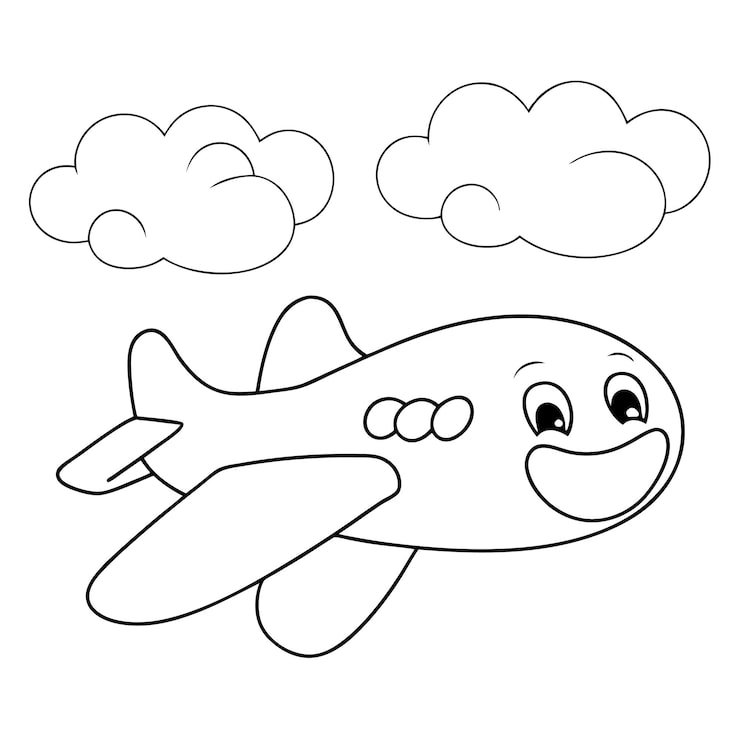 Cartoon Drawing Plane With Cloud Sky 1299084 4293