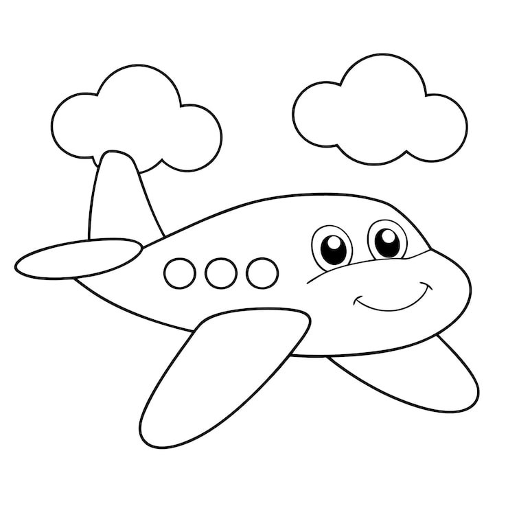 Cartoon Drawing Plane With Cloud Sky 1299084 4363