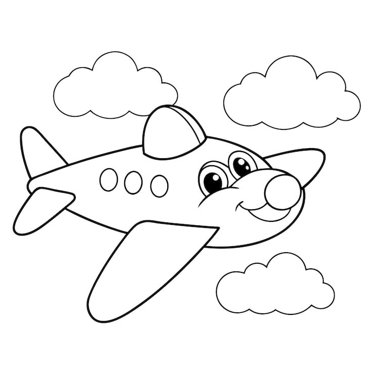 Cartoon Drawing Plane With Happy Face It 1299084 4411